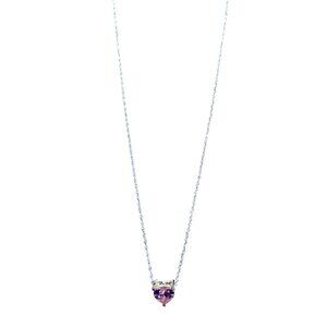 Pink Heart Gemstone Necklace Silver Chain
